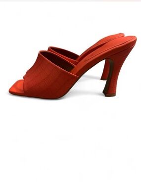 Orange Woven High Heel Mule